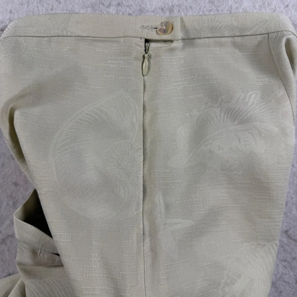 Tommy Bahama Silk Seashell Jacquard Wide Leg Pants Beige Womens 14 Side Zip